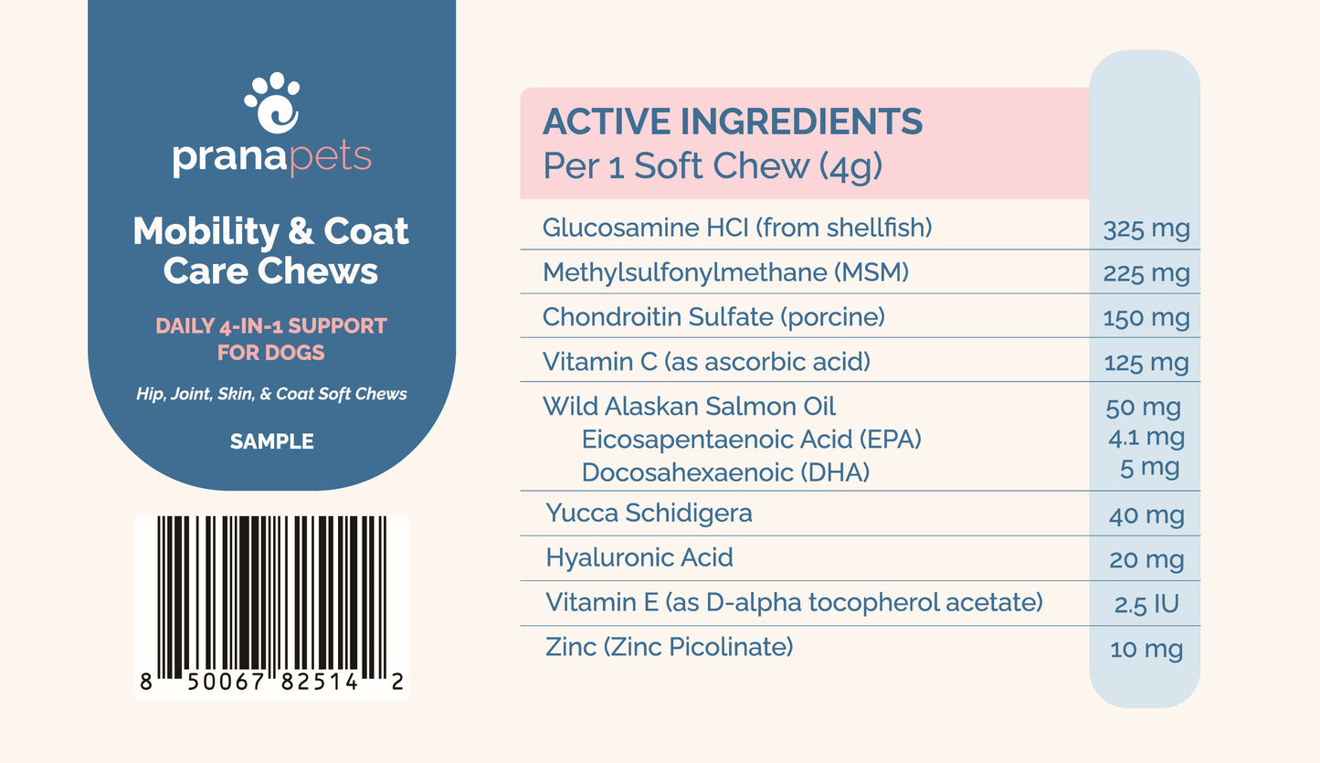 Mobility & Coat Care Chews for Dogs - TRIAL SIZE