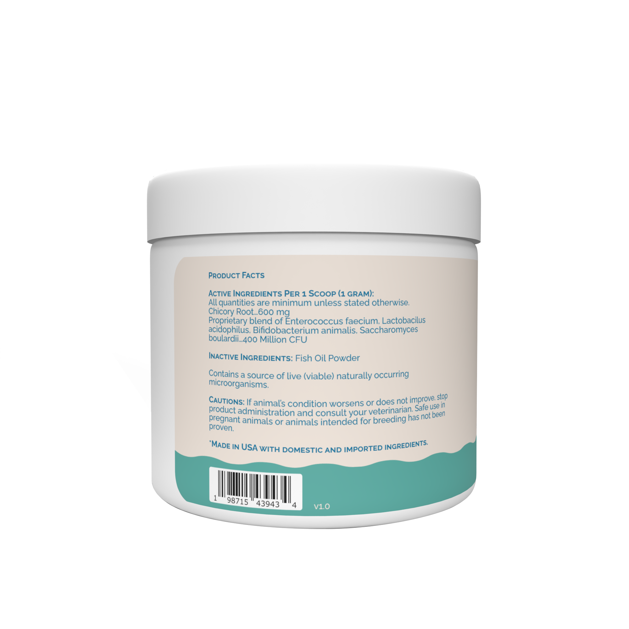 prana pets cat probiotic powder ingredients chicory root Enterococcus faecium, Lactobacillus acidophilus, Bifidobacterium animalis, and Saccharomyces boulardii