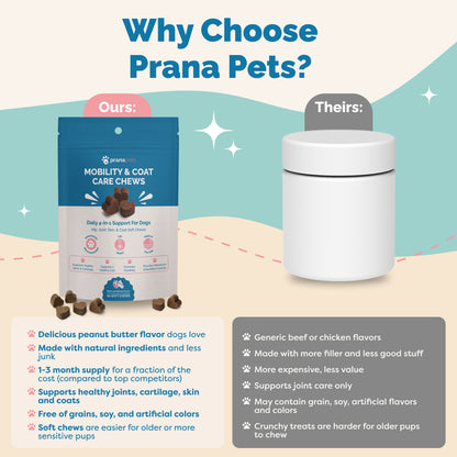 Mobility & Coat Care Chews for Dogs - 60 Ct